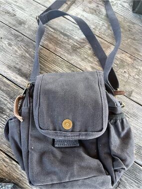 Men's ROTHCO Black Canvas Crossbody Shoulder Bag/suede inside